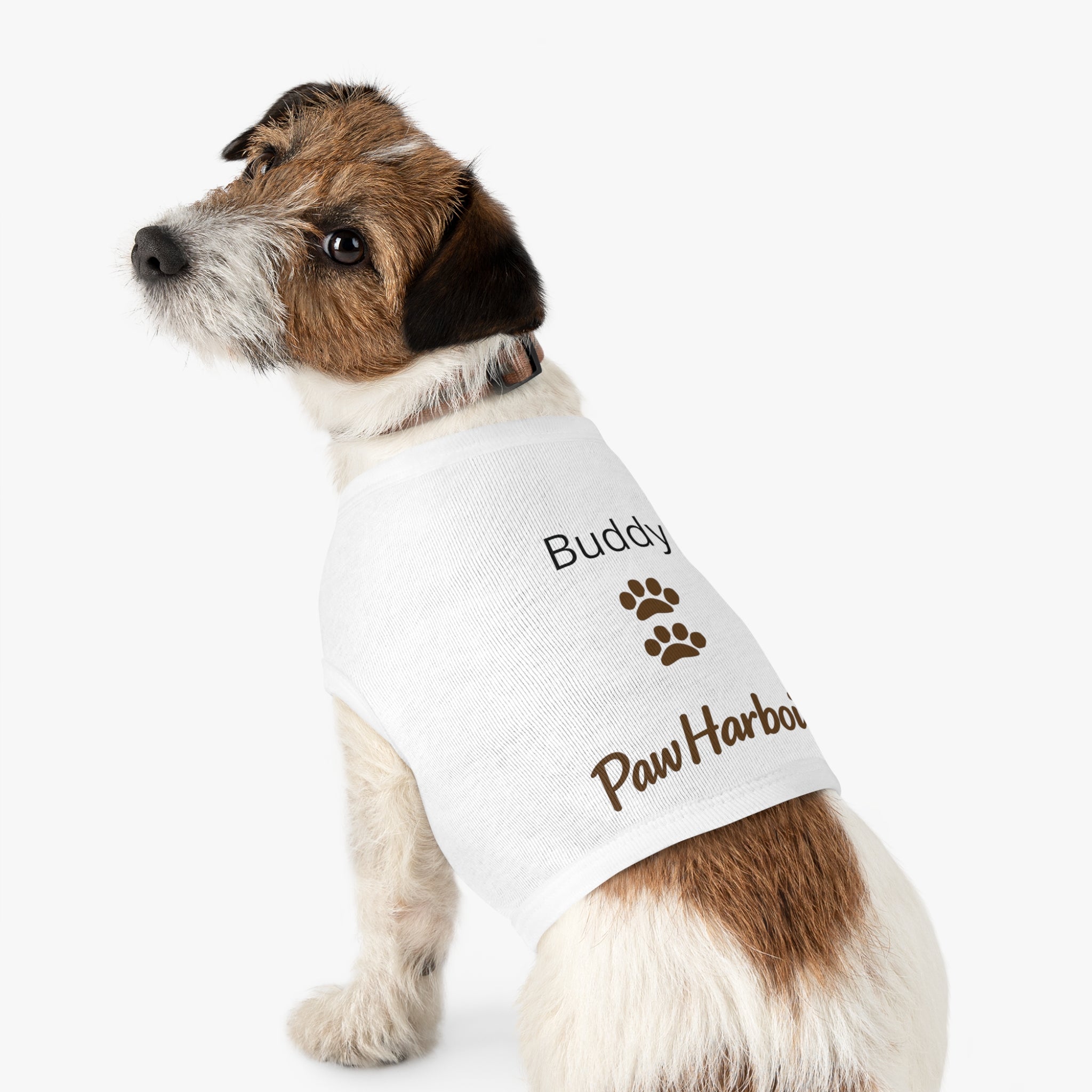Small dog wearing PawHarbour fleece hoodie in white 