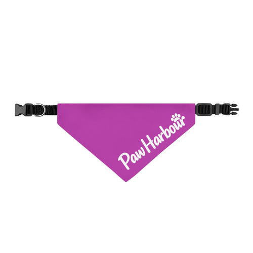 Purple PawHarbour clip‑on dog bandana with quick‑release buckle