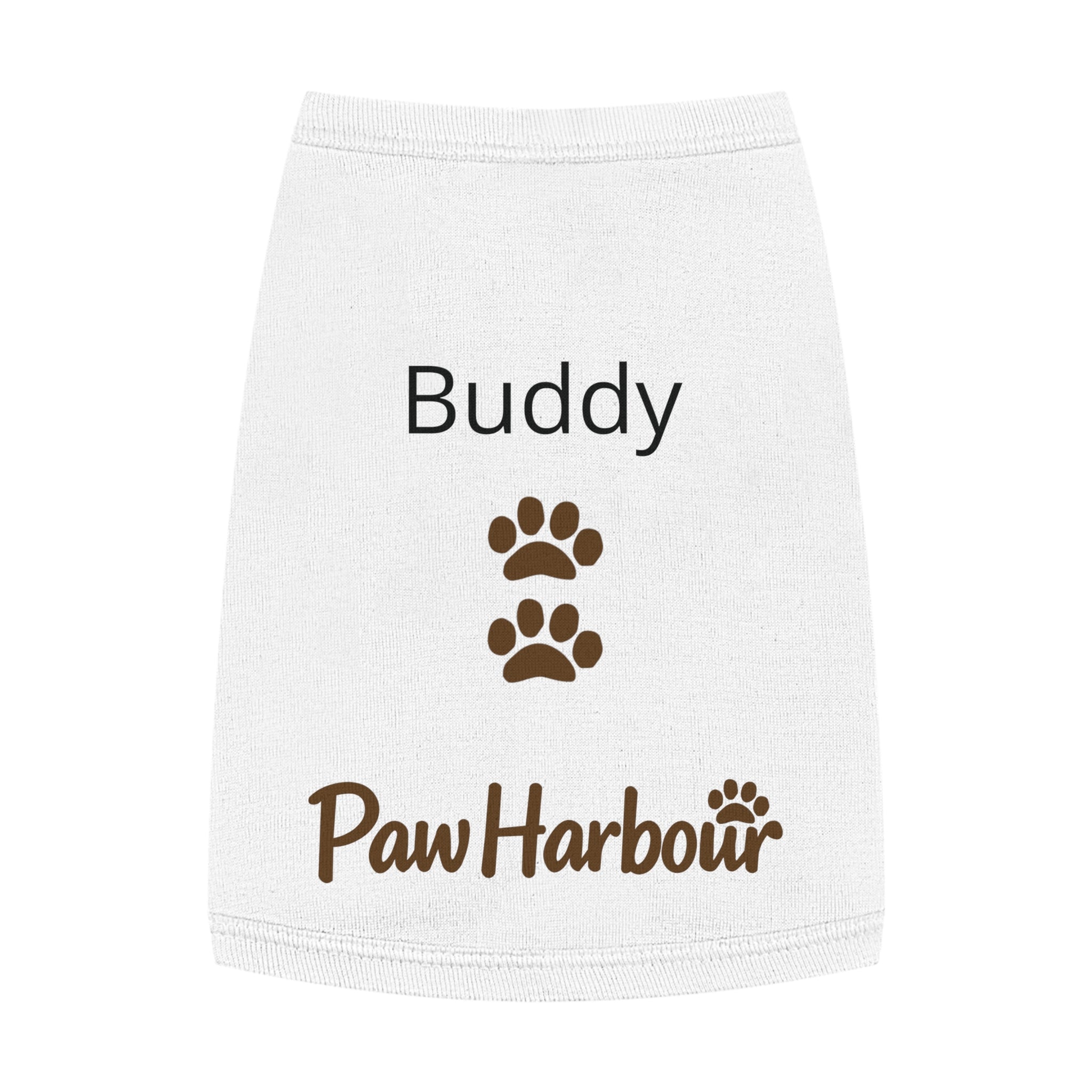 Custom dog tank top with ‘Buddy’ name printed – PawHarbour