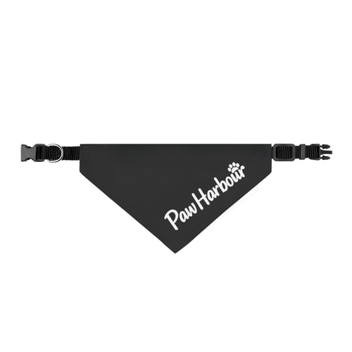 Black PawHarbour clip‑on dog bandana with quick‑release buckle
