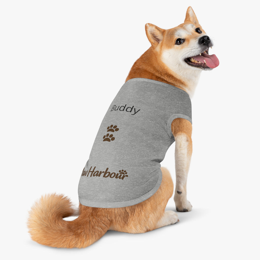 Large dog wearing PawHarbour fleece hoodie in grey  