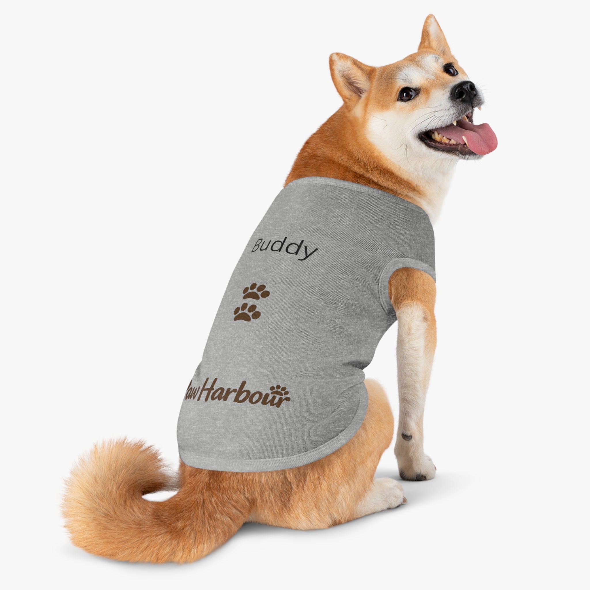 Large dog wearing PawHarbour fleece hoodie in grey  