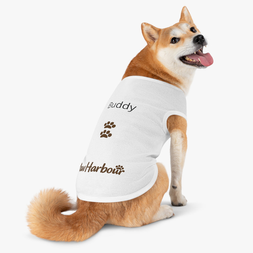 Large dog wearing PawHarbour fleece hoodie in white 