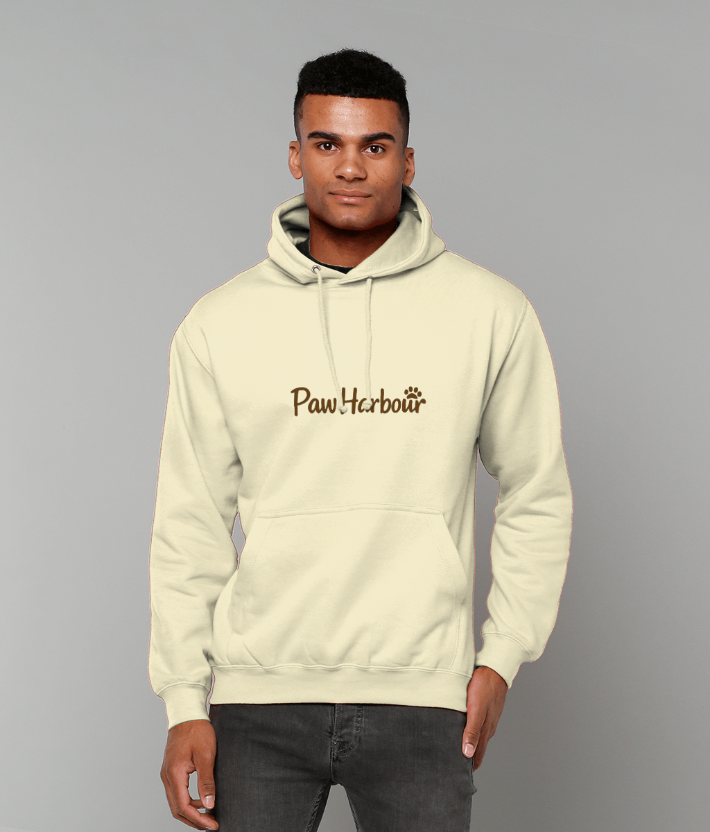 Pawharbour Hoodie - Vanilla with Brown Logo