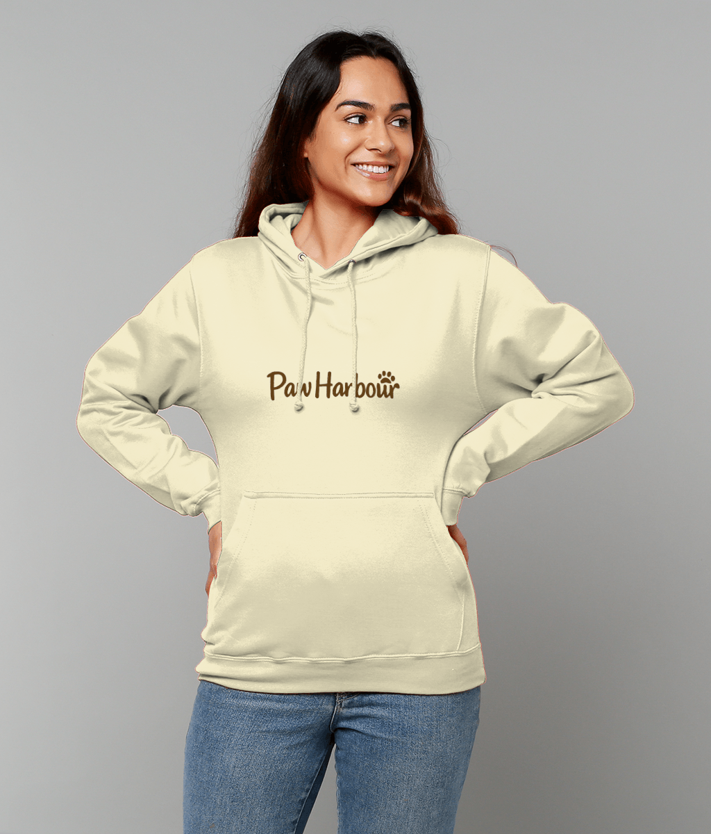 Pawharbour Hoodie - Vanilla with Brown Logo